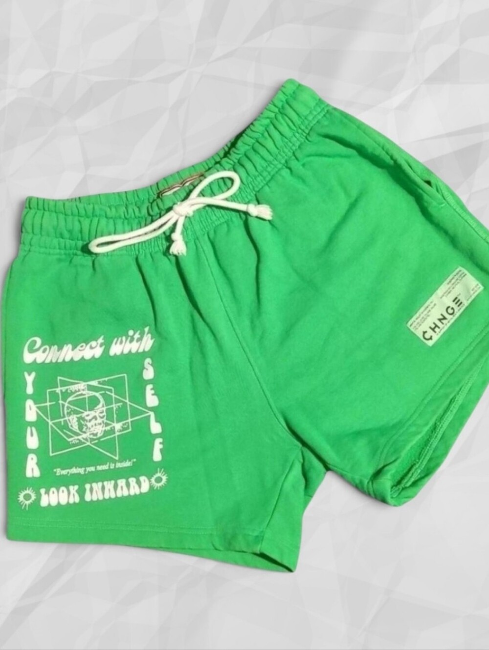 CHNGE "Connect With Yourself" Green Sweat Shorts Unisex S / Fits M